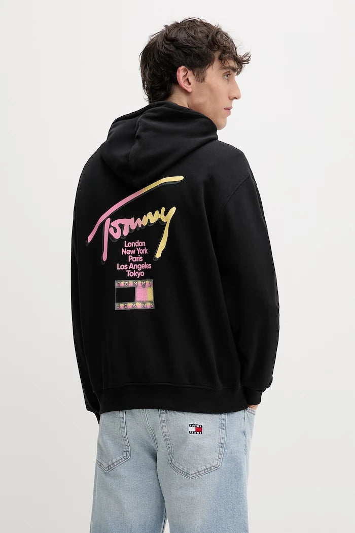 Tommy Jeans kapüşonlu erkek pamuklu sweatshirt