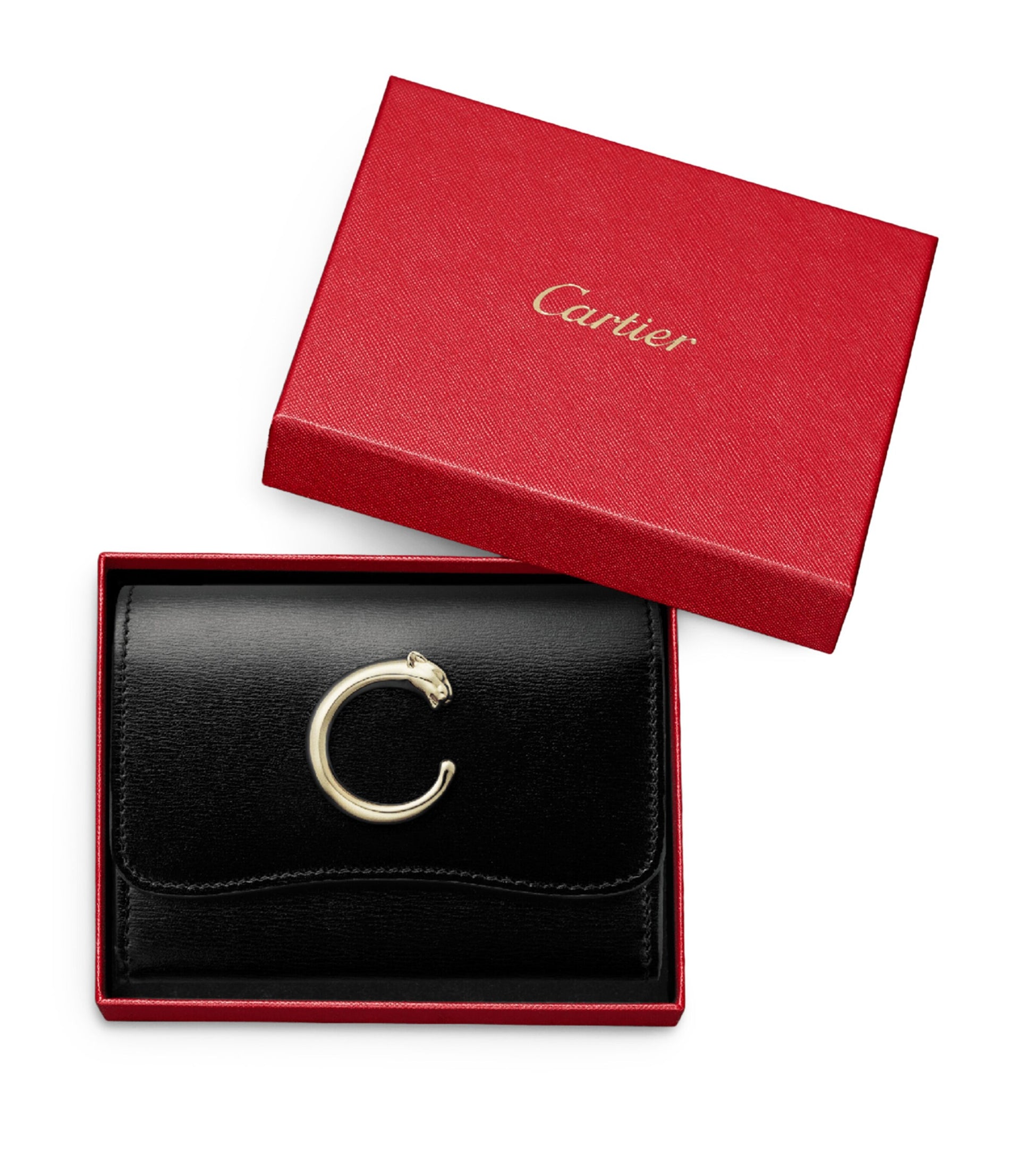 Black Leather Panthère de Cartier Wallet