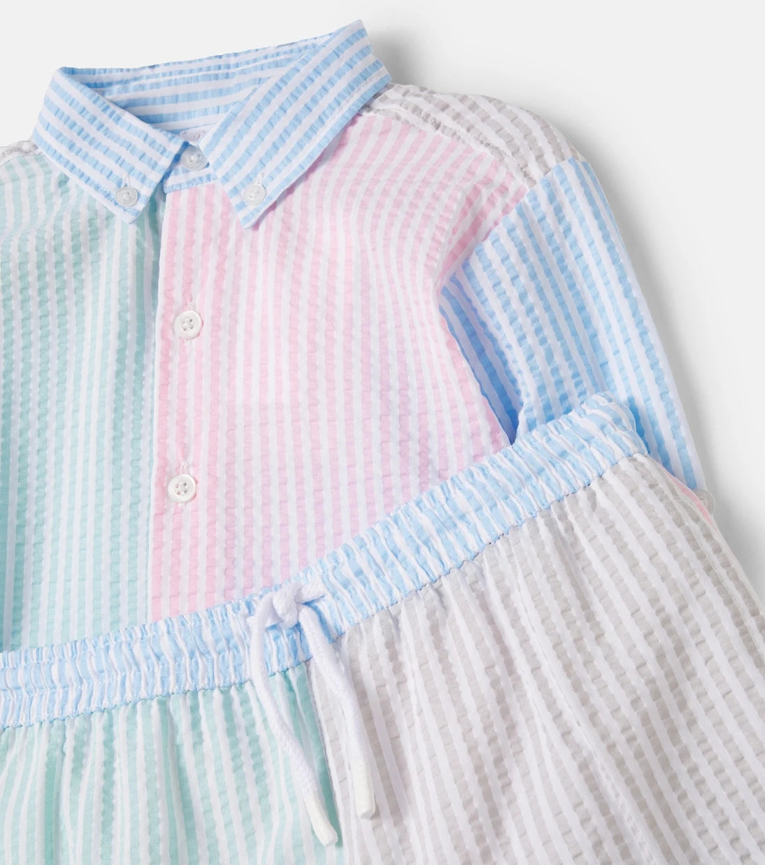 Patachou - Striped seersucker shirt and shorts set