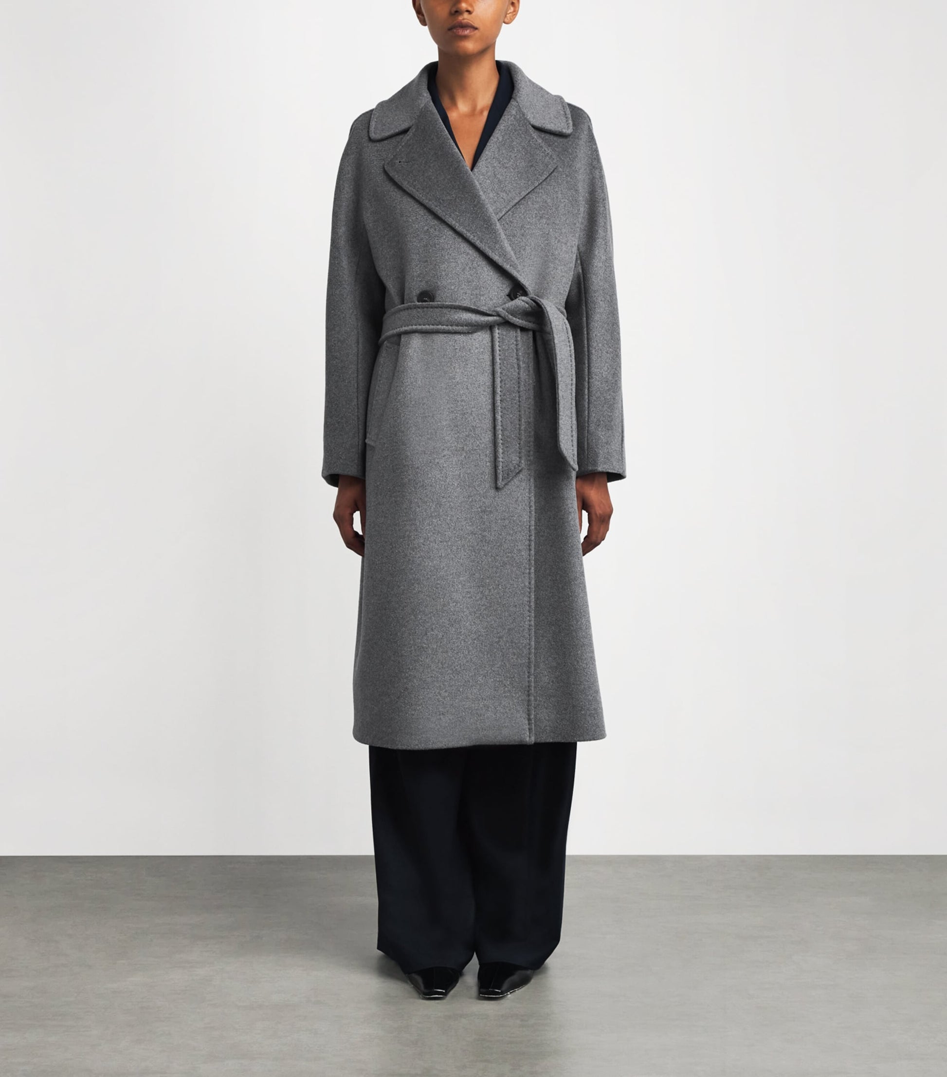 Grey Virgin Wool Overcoat