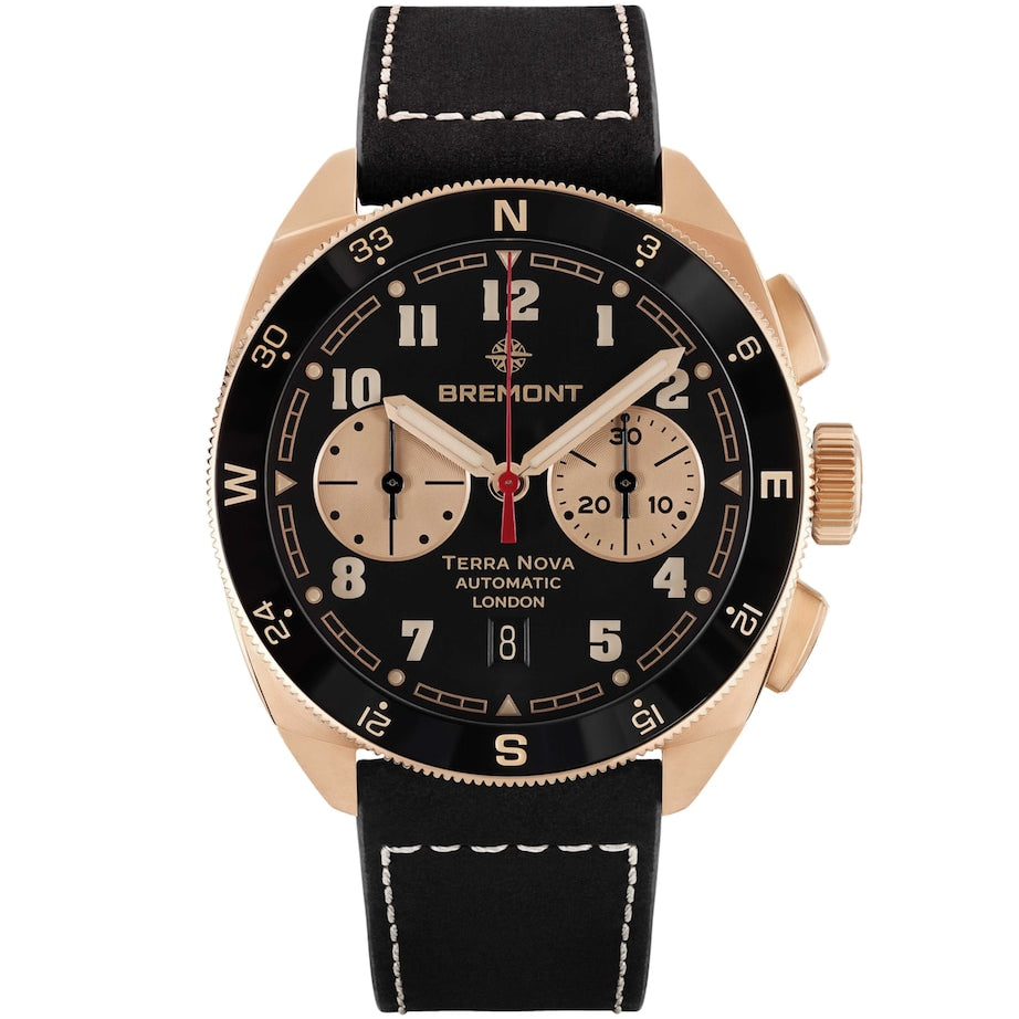 Bremont x Jimmy Chin Rose Gold and Leather Terra Nova Chronograph Watch 42.5mm