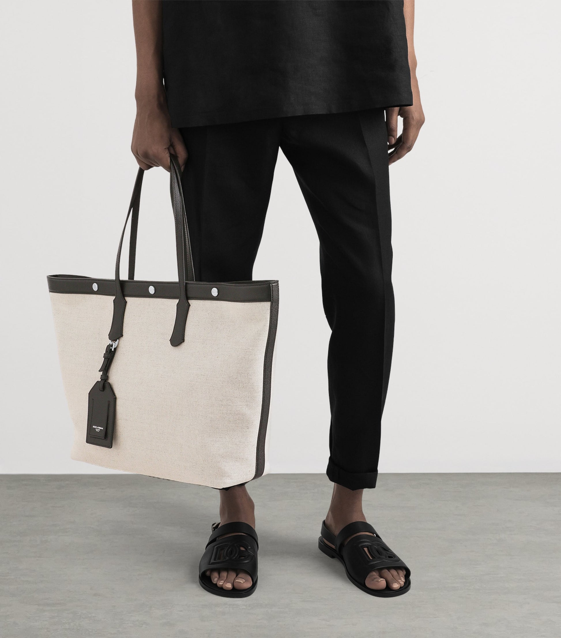 Dolce & Gabbana Canvas-Calfskin Tote Bag