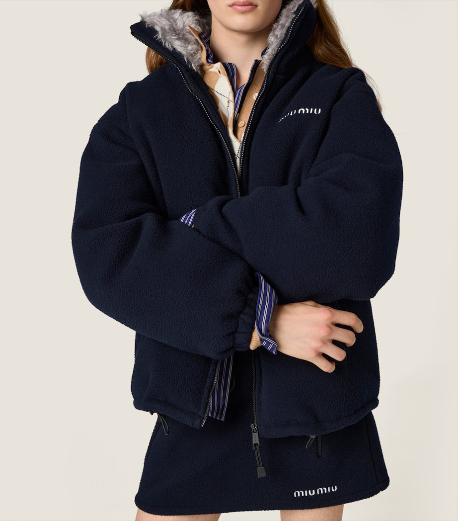 Blue Fleece Cropped Jacket