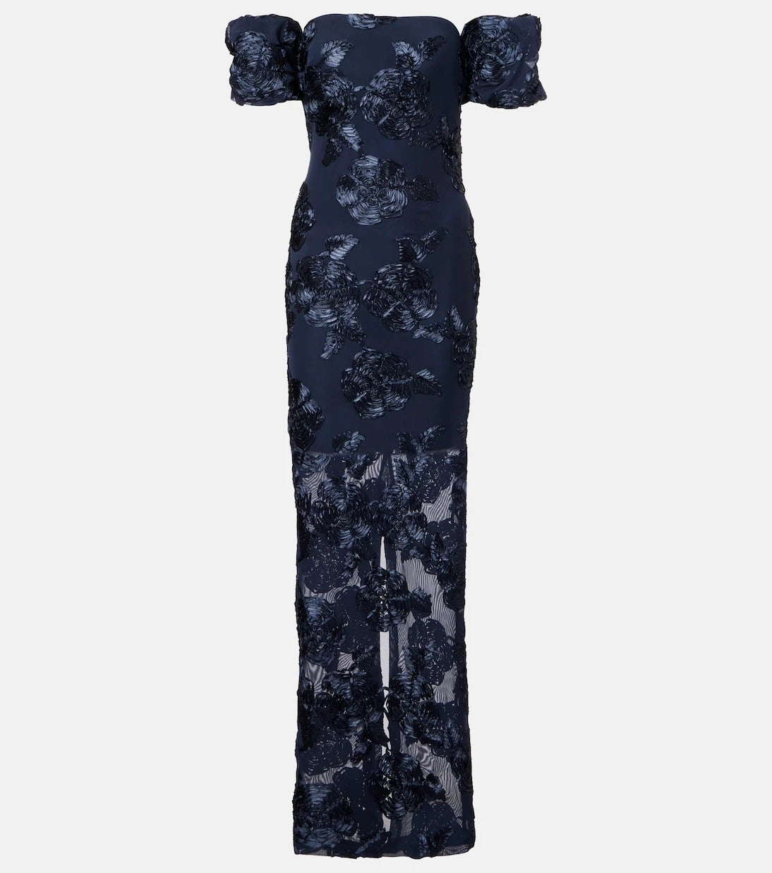 Rotate - Floral-appliqué mesh gown