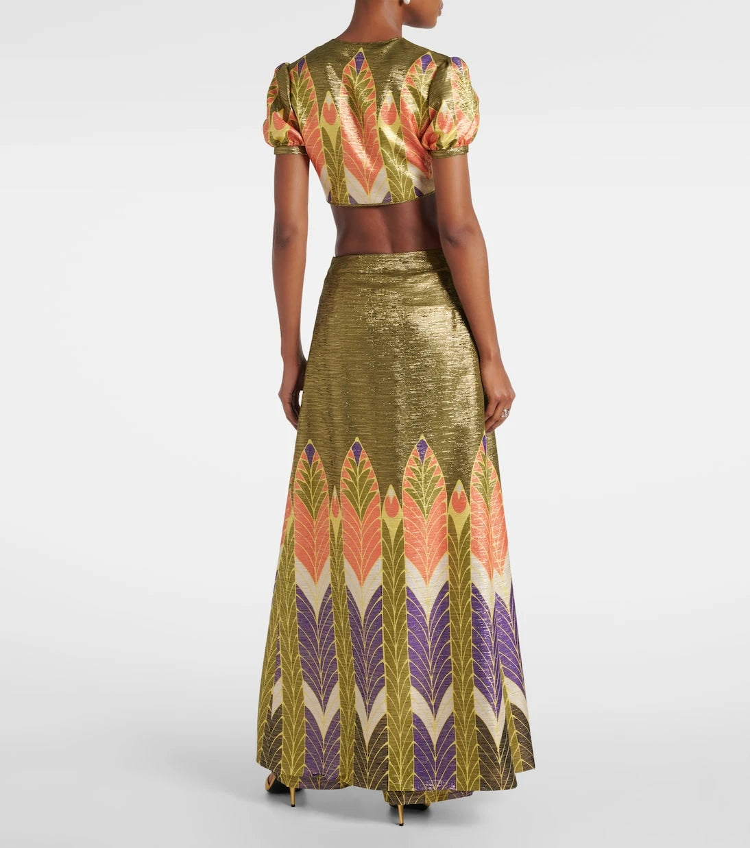 Valentino - Printed silk-blend crop top