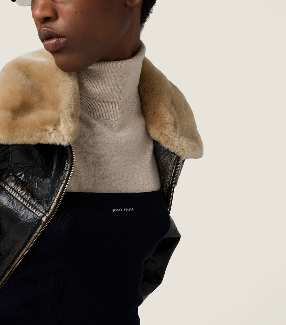 Blue Cotton Knitted Logo Tube Top