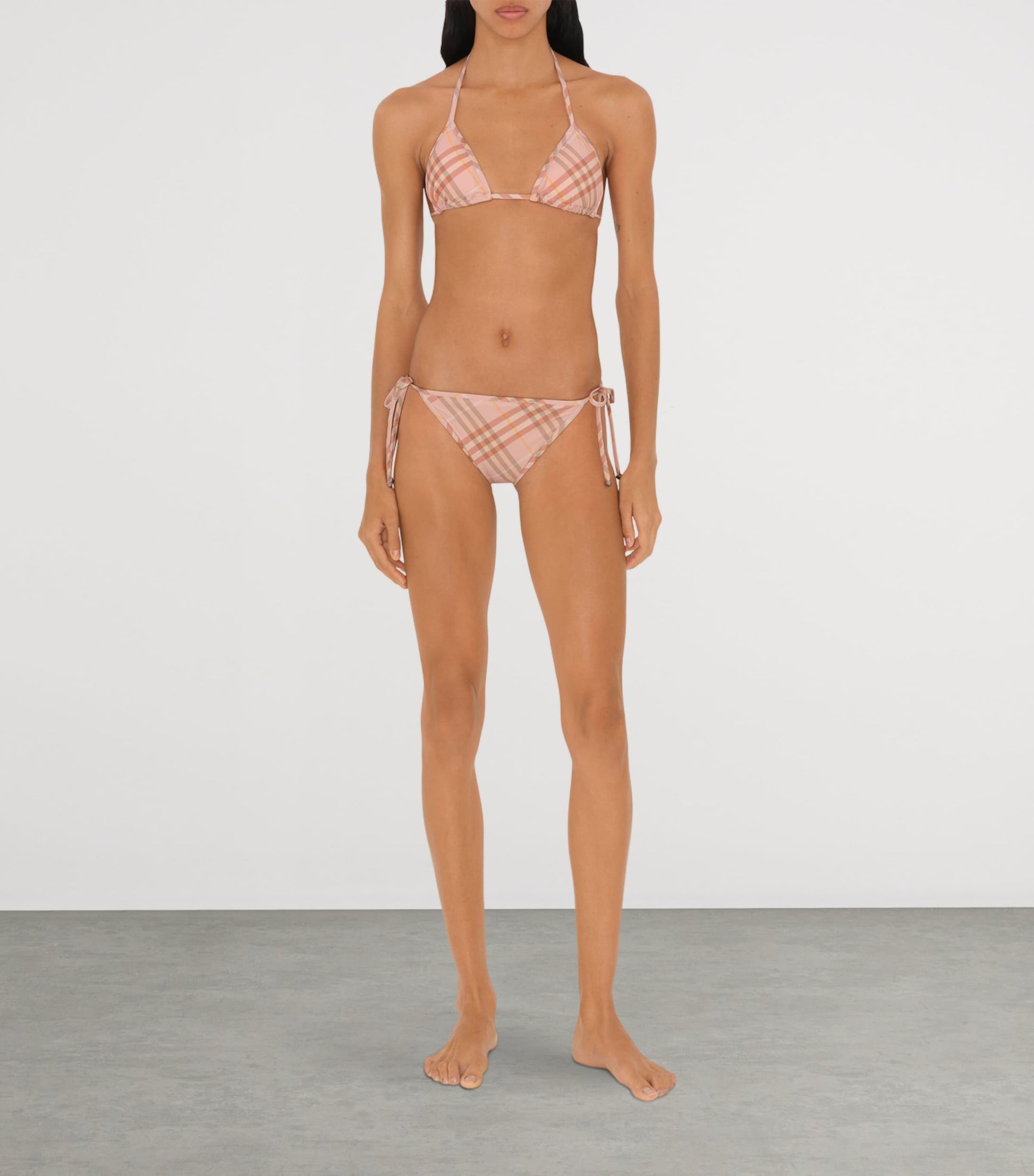 Burberry Pink Halterneck Check Bikini Top