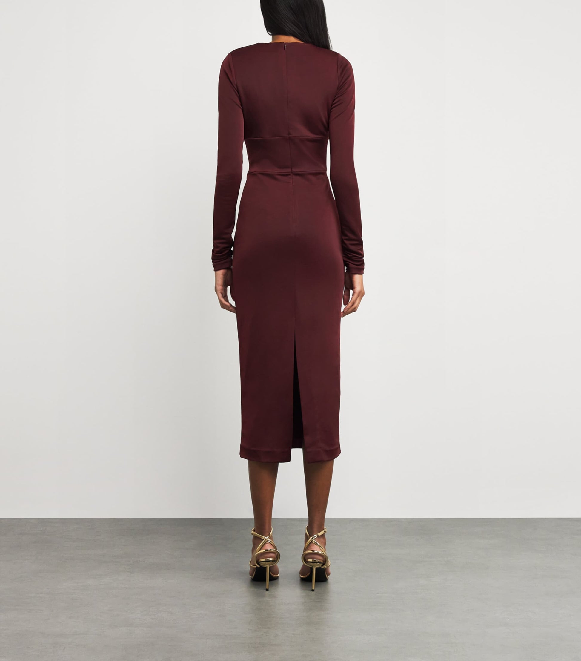 Rebecca Vallance Burgundy Jersey Mischa Midi Dress