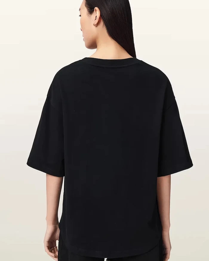 AllSaints kadın pamuklu bol kesim STACKS tişört