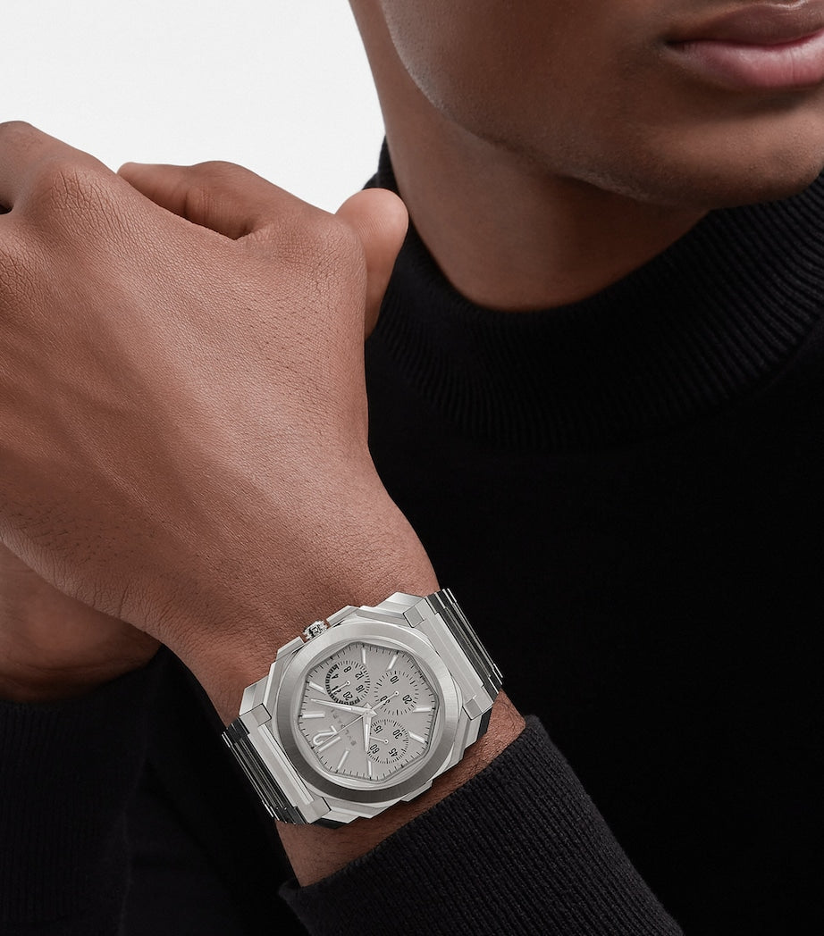 Bvlgari Stainless Steel Octo Finissimo Chronograph GMT Watch 43mm
