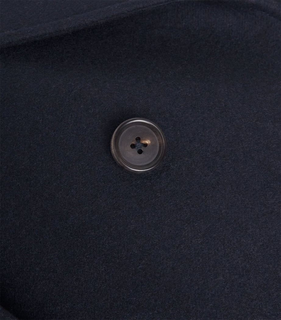 Navy Wool-Silk-Cashmere Pea Coat