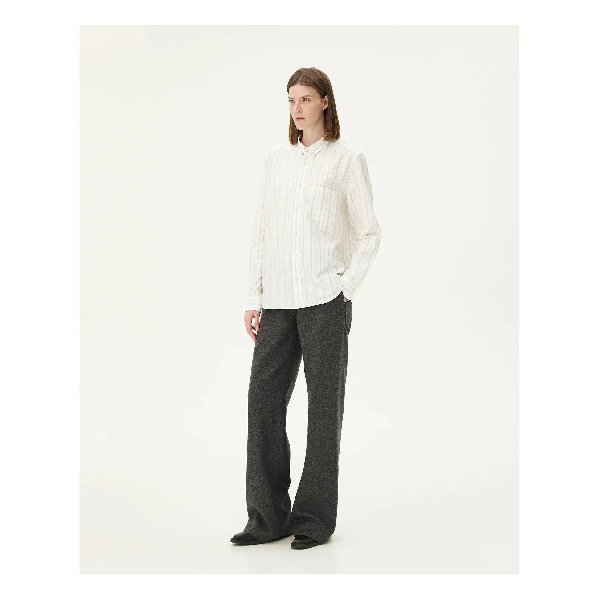 Noyoco - Curtis striped shirt Recycled cotton | White