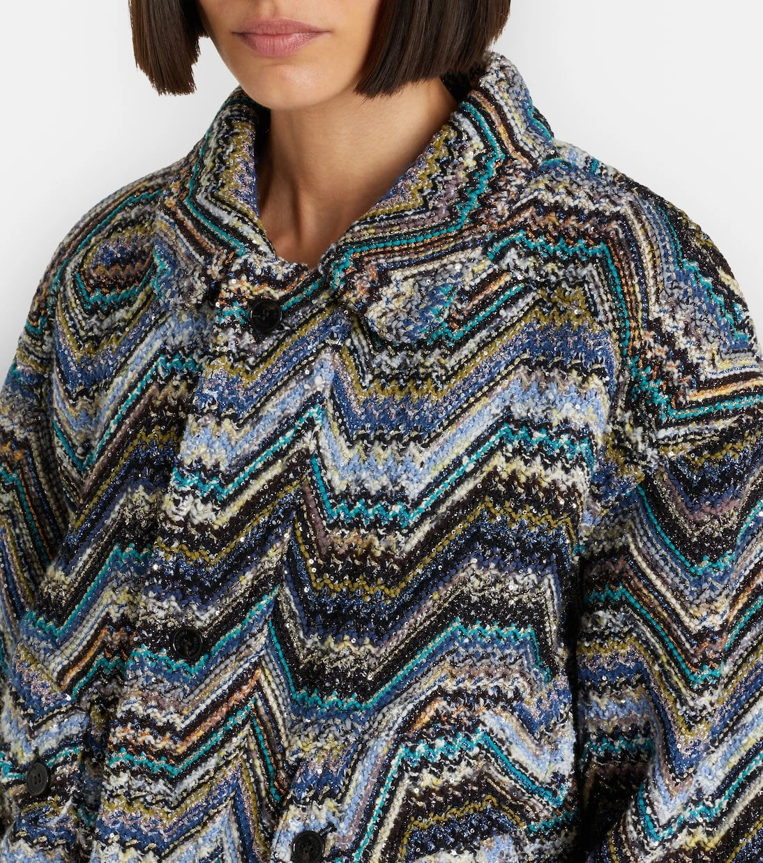 Missoni - جاكيت صوف بقصة كبيرة بنقشة متعرجة جاكار