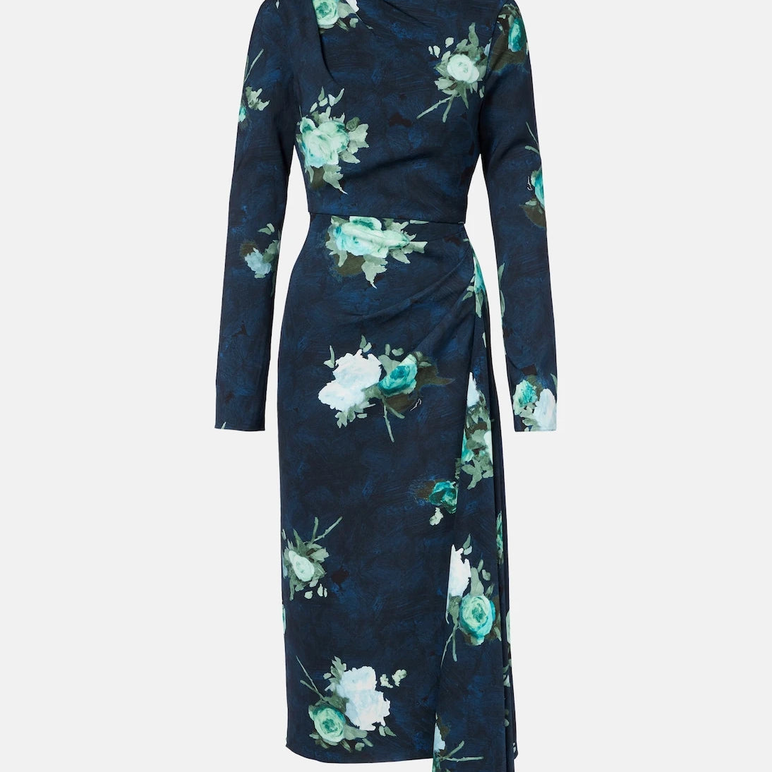 Erdem - Floral draped cady midi dress