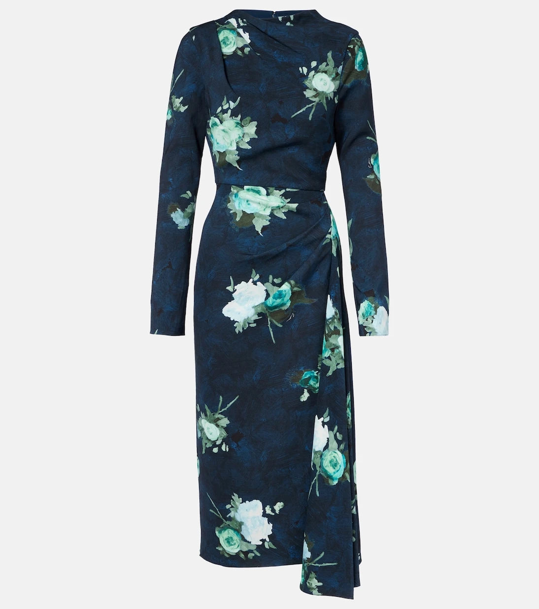 Erdem - Floral draped cady midi dress