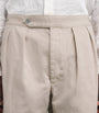 Cotton Twill Pleated Shorts