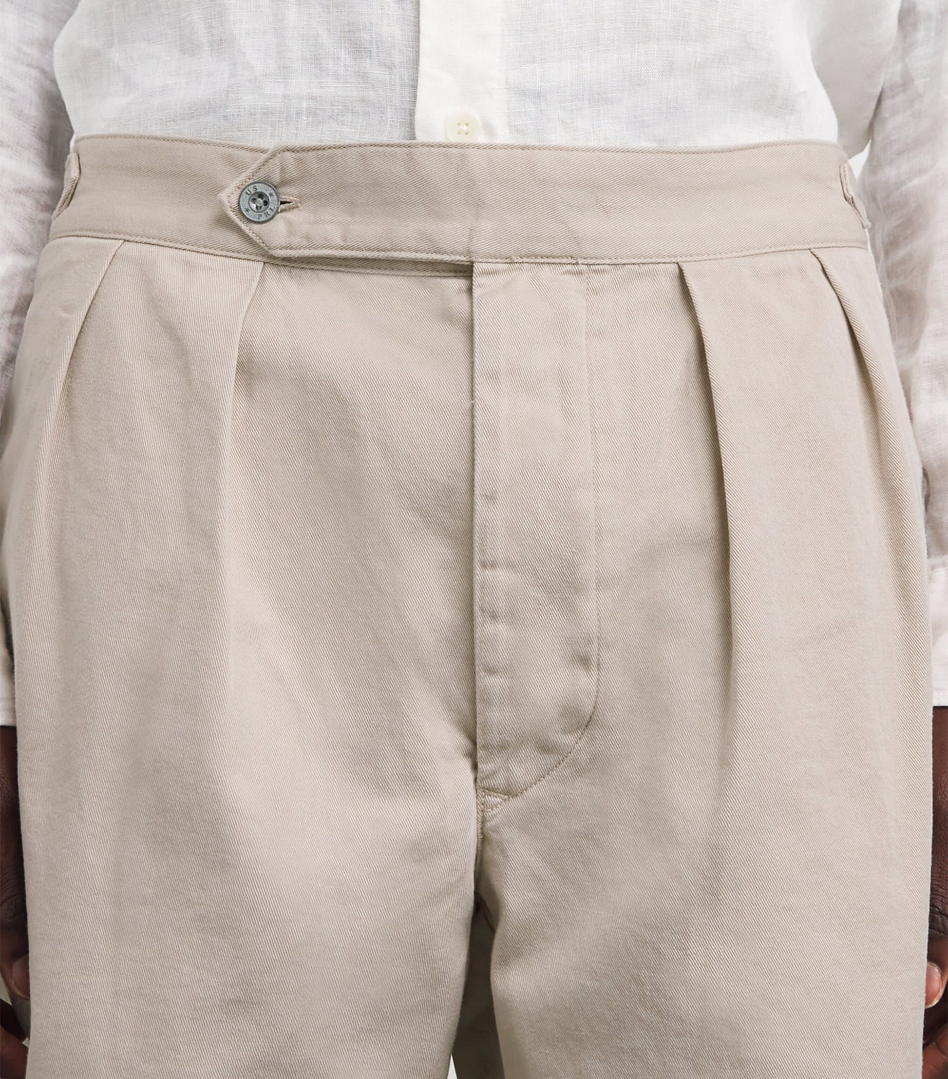Cotton Twill Pleated Shorts