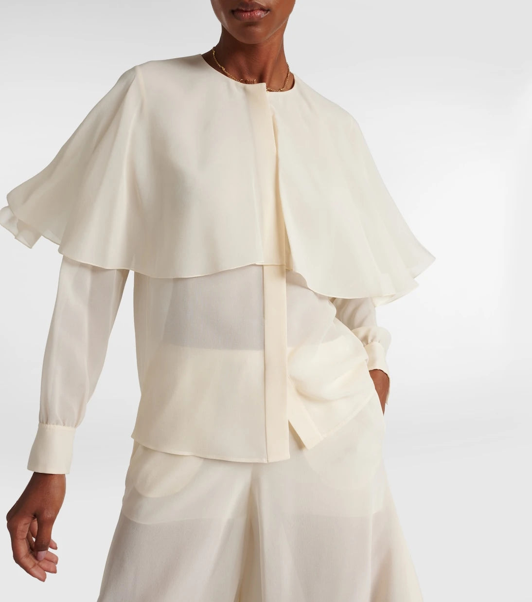 Chloé - Caped silk chiffon blouse