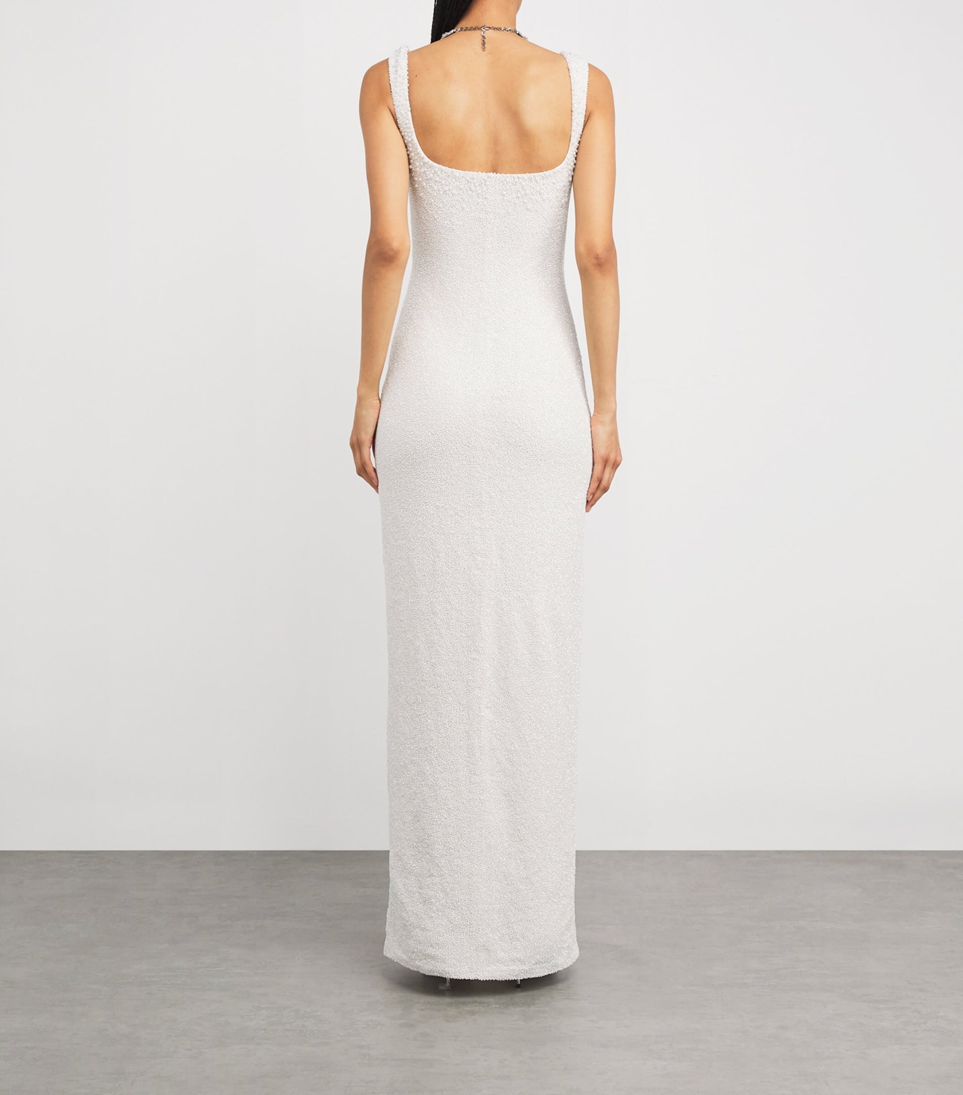 Clio Peppiatt Ivory Crystal Square-Neck Gown
