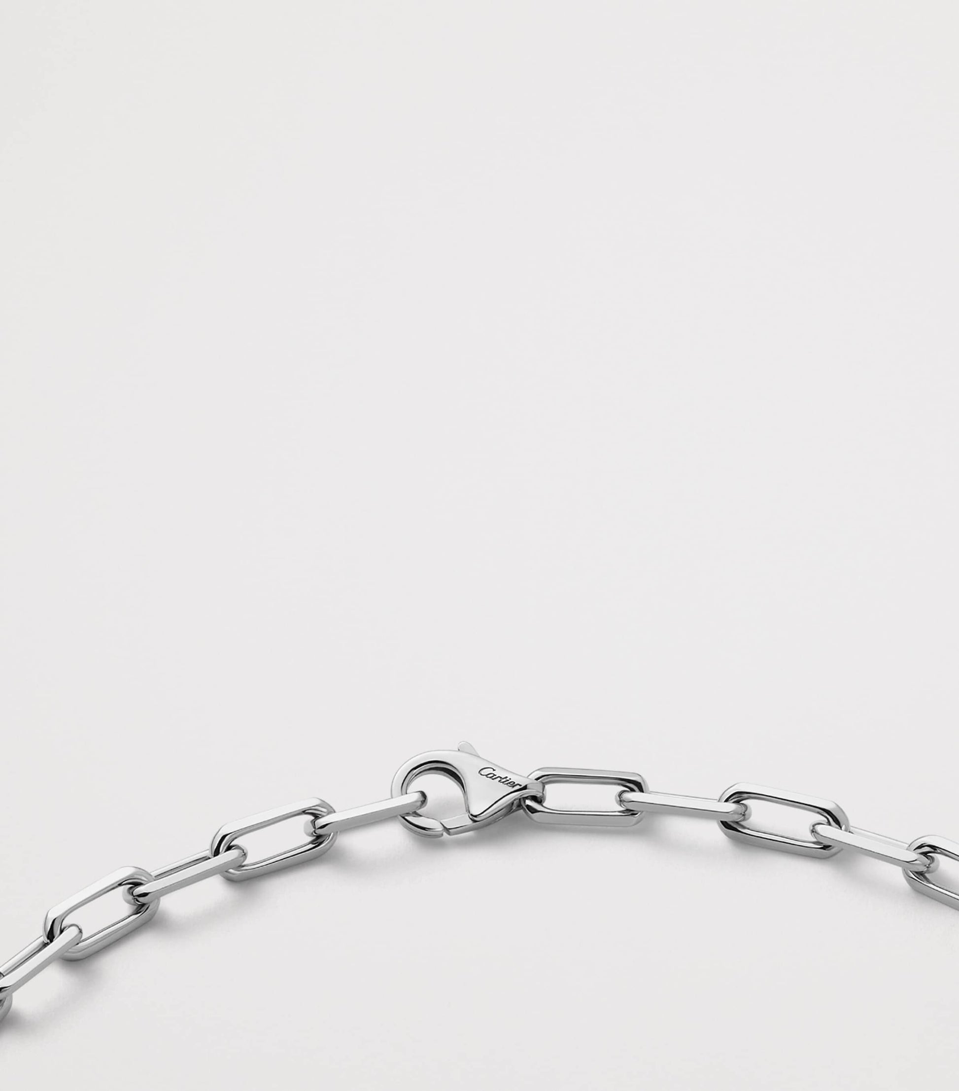 Small White Gold Santos de Cartier Long Chain Necklace