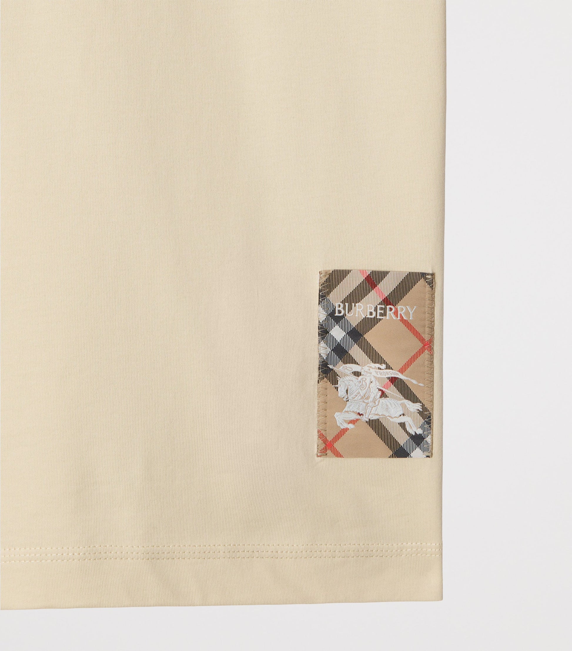 Beige Check-Patch T-Shirt