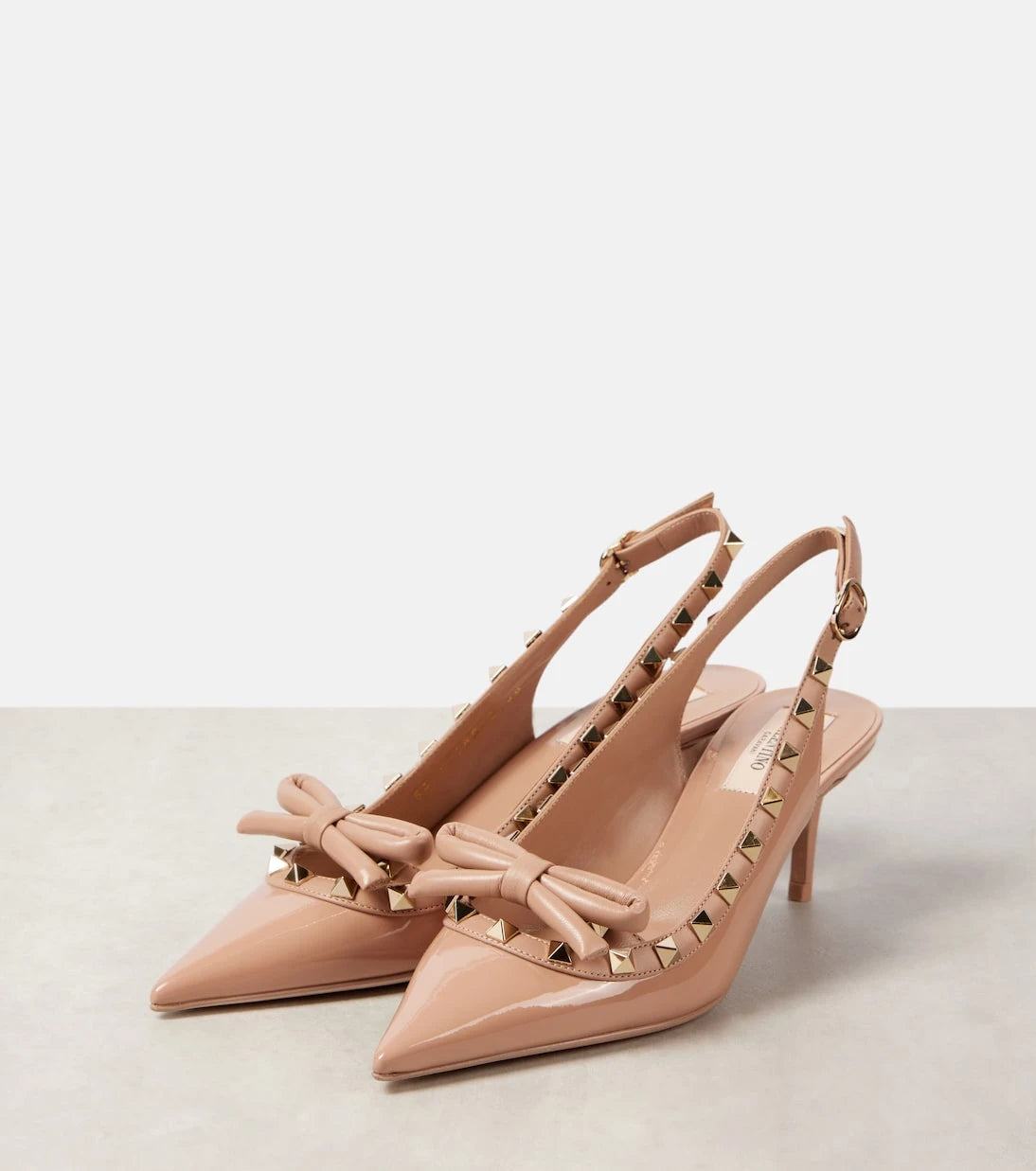 Valentino Garavani - Rockstud 60 patent leather slingback pumps