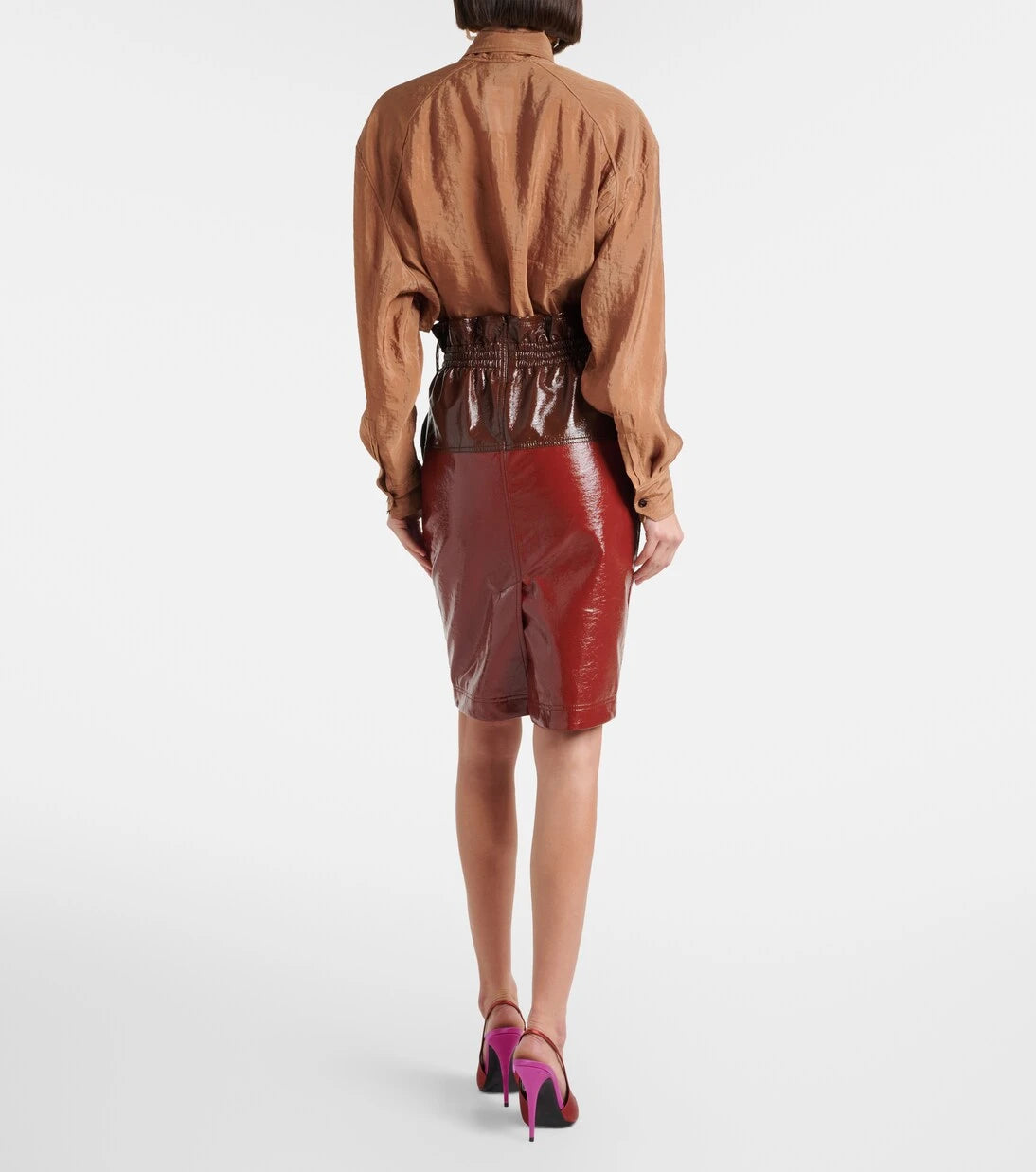 Saint Laurent - Coated cotton pencil skirt