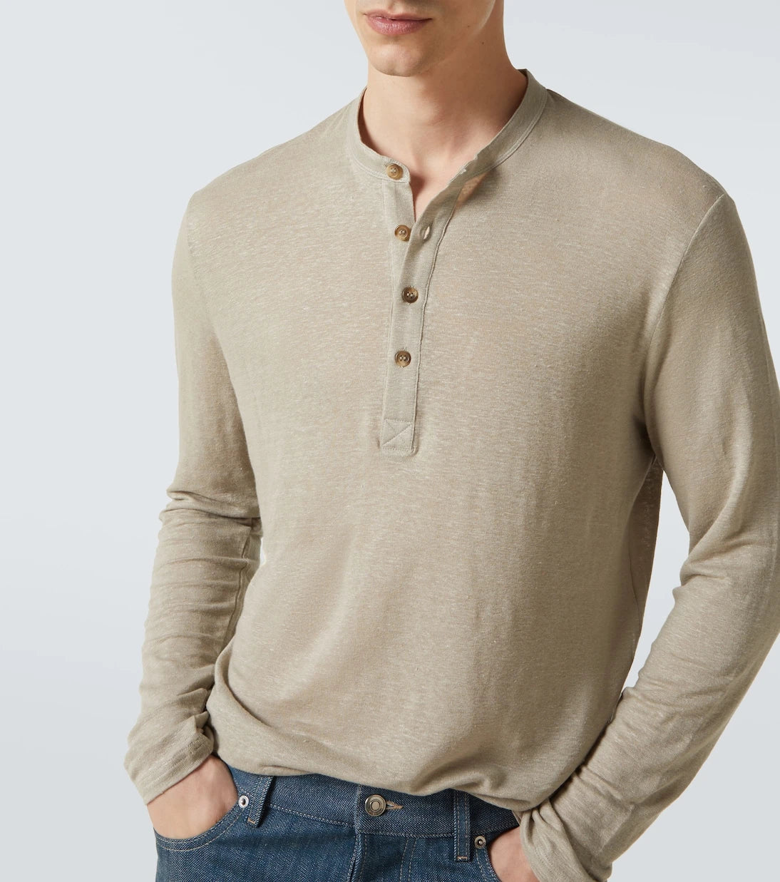 Thom Sweeney - Linen-blend Henley shirt