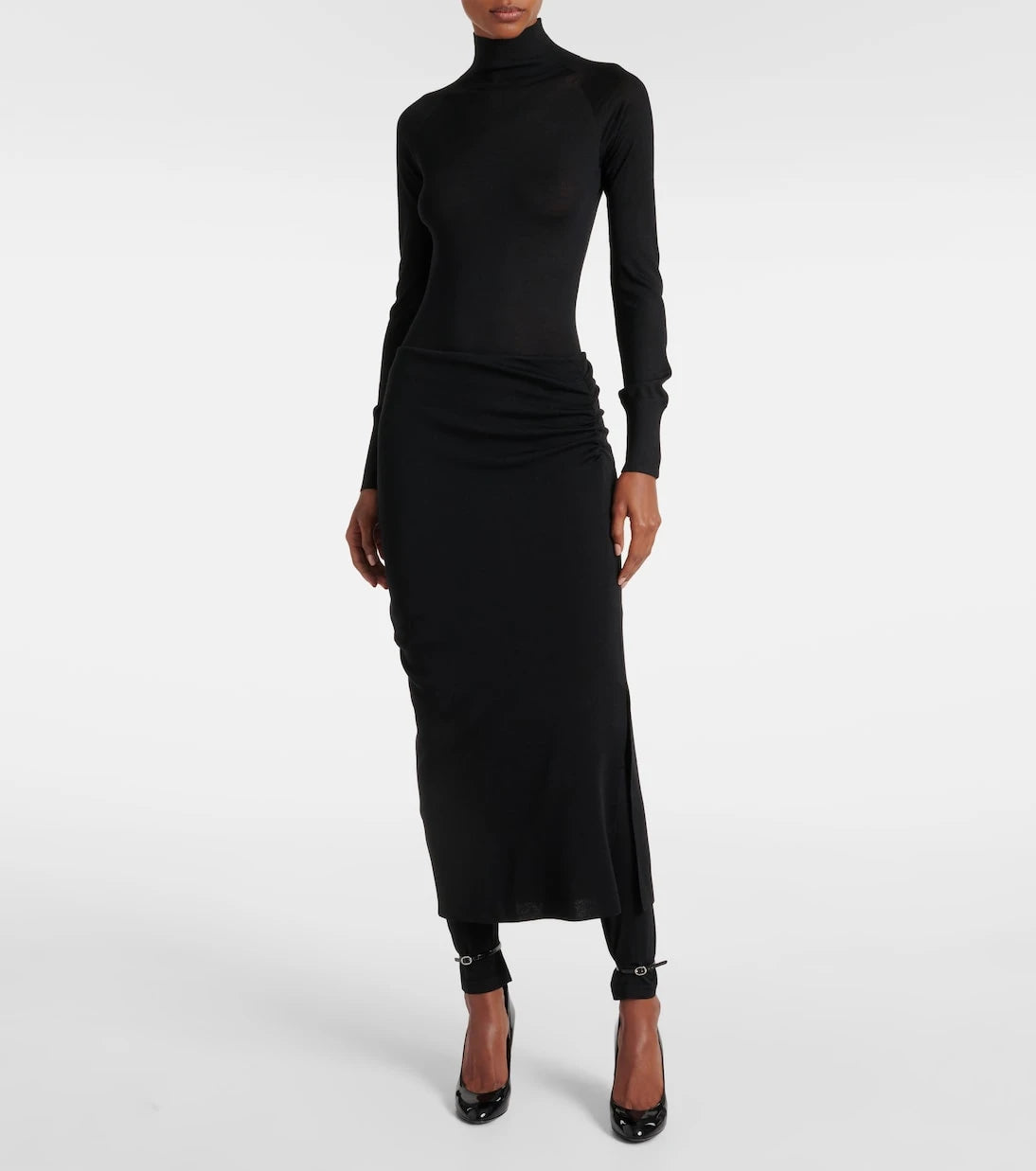 Alaïa - بنطال تنورة مزموم من مزيج الصوف
