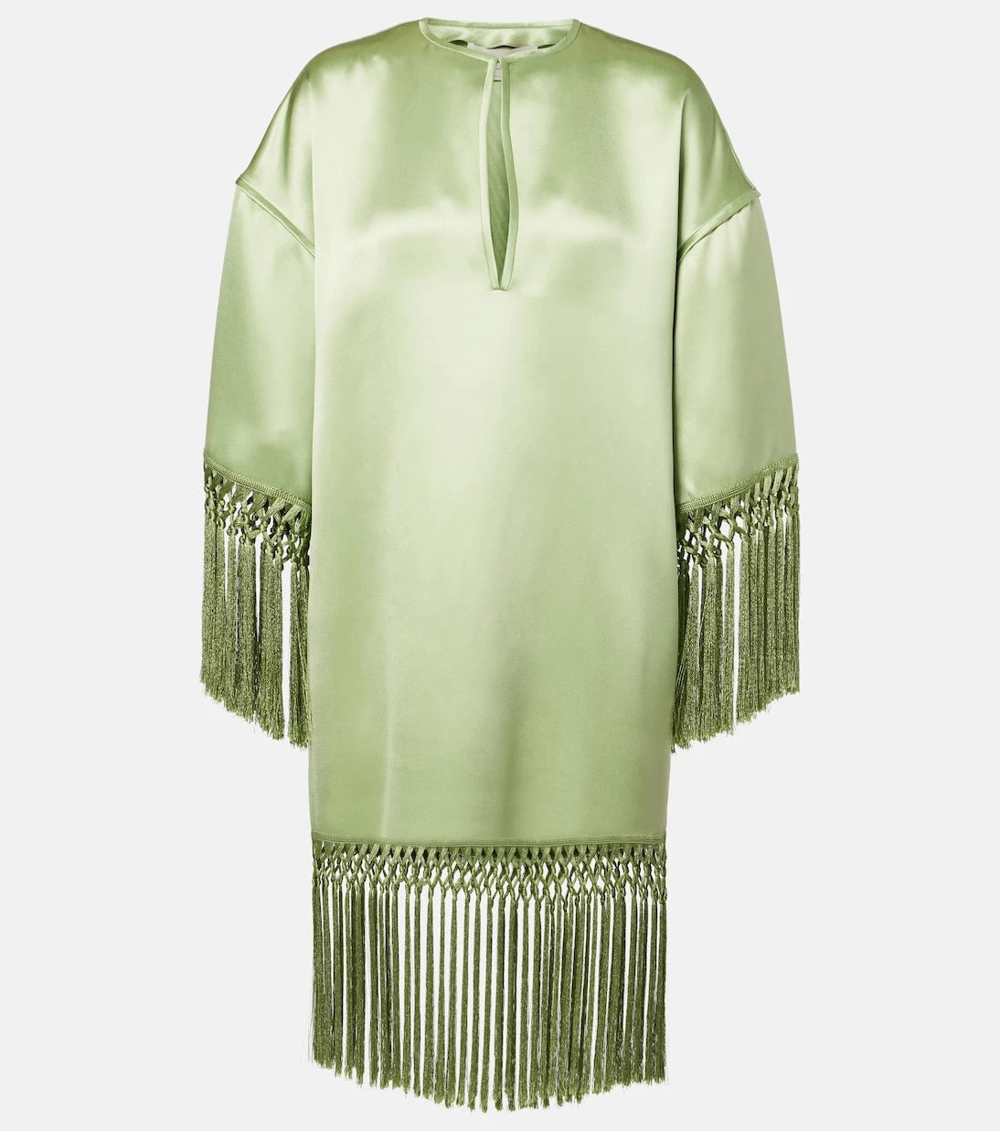 Valentino - Fringed silk duchess satin tunic