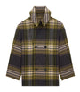 Grey Virgin Wool Check Pea Coat