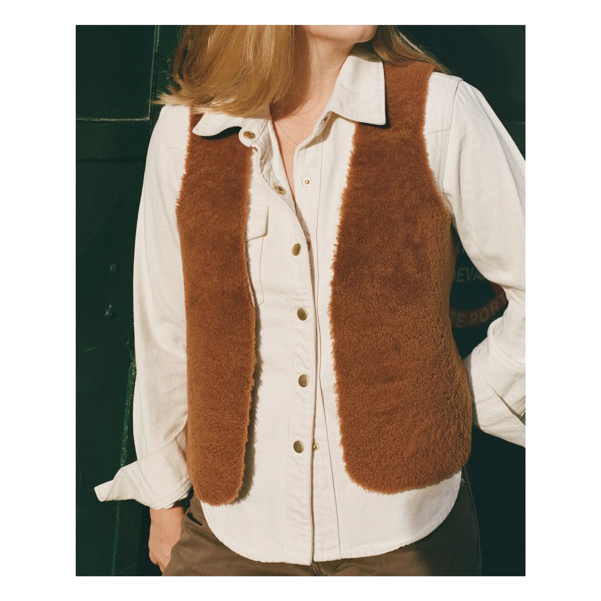 ILDA'S sheep - Sheepskin Merino Sleeveless Jacket | Brown