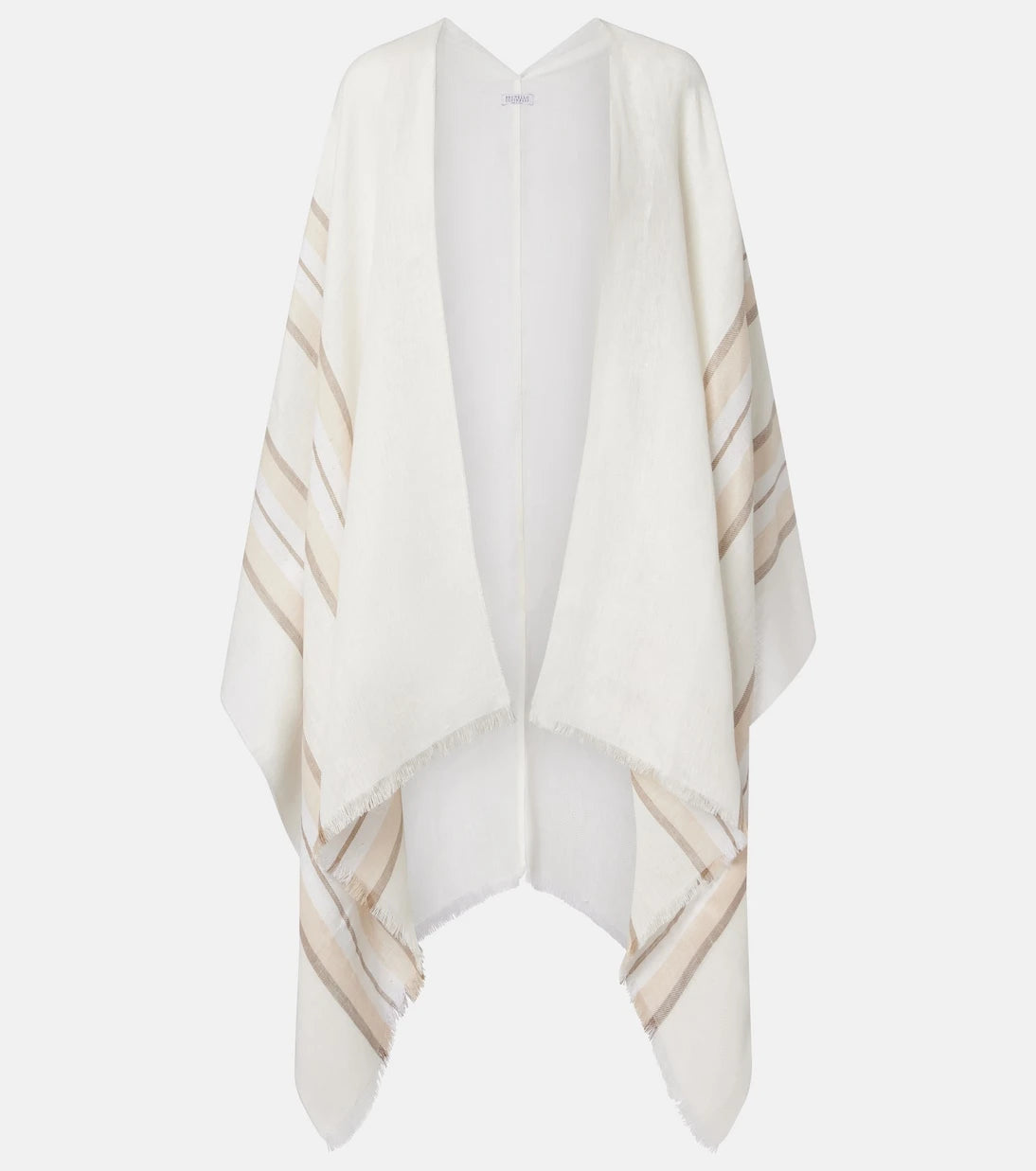 Brunello Cucinelli - Striped linen, cashmere, and silk poncho