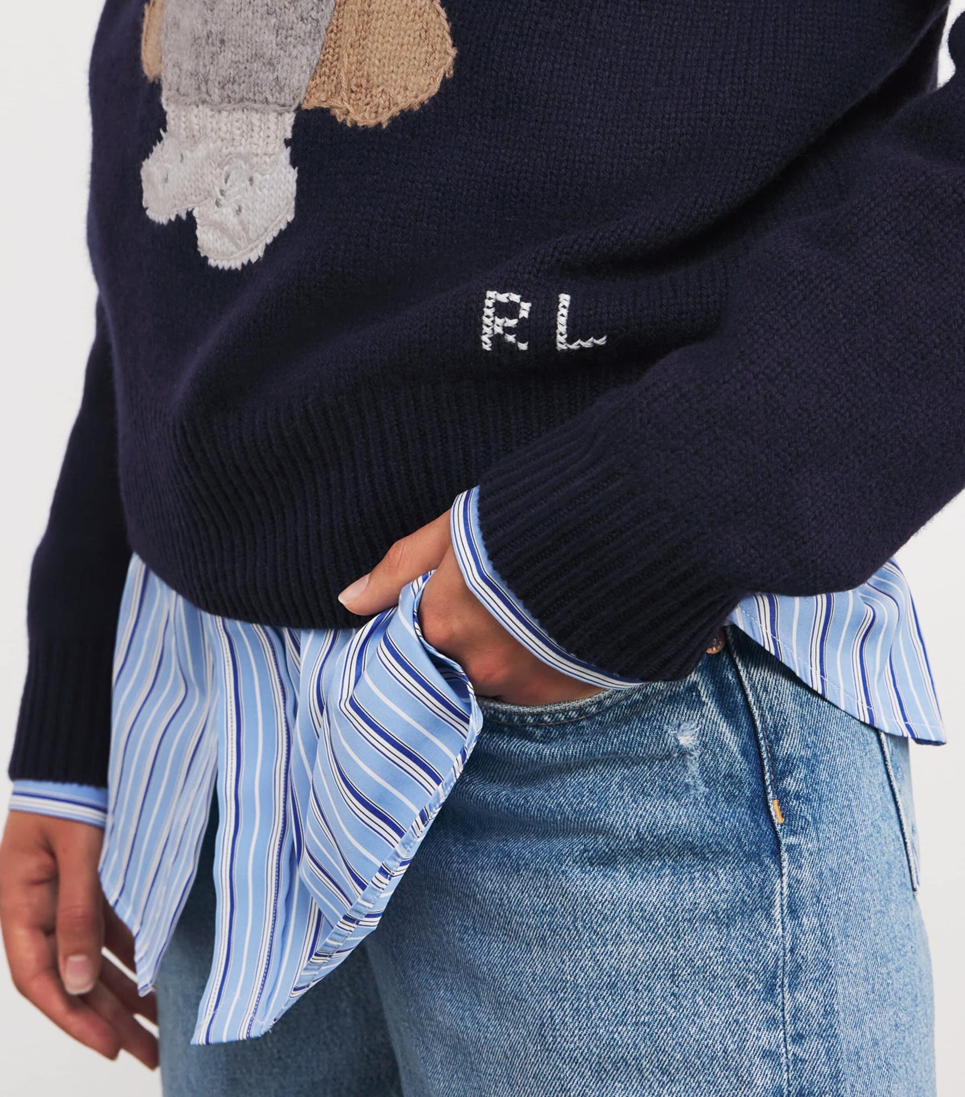 Wool-Cashmere Polo Bear Sweater