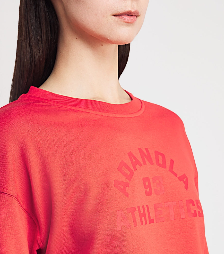 Adanola Red Cropped Raw-Hem Sweatshirt