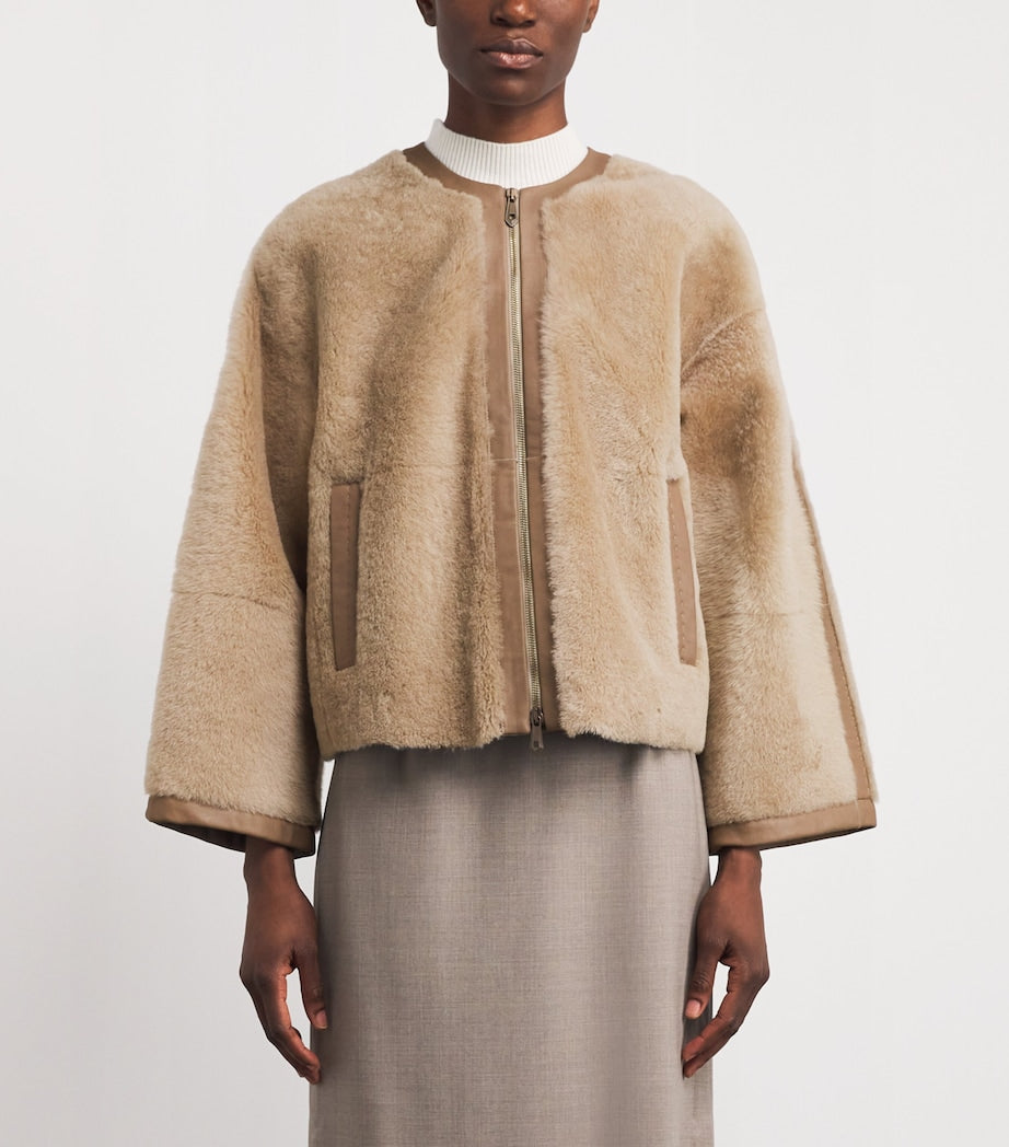 Max Mara Beige Shearling Jacket