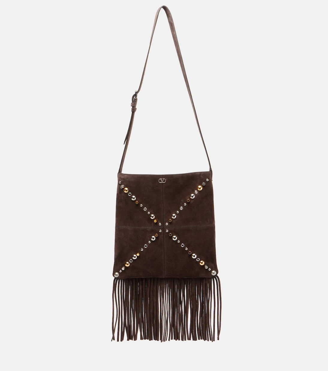 Valentino Garavani - Nellcôte embellished suede shoulder bag