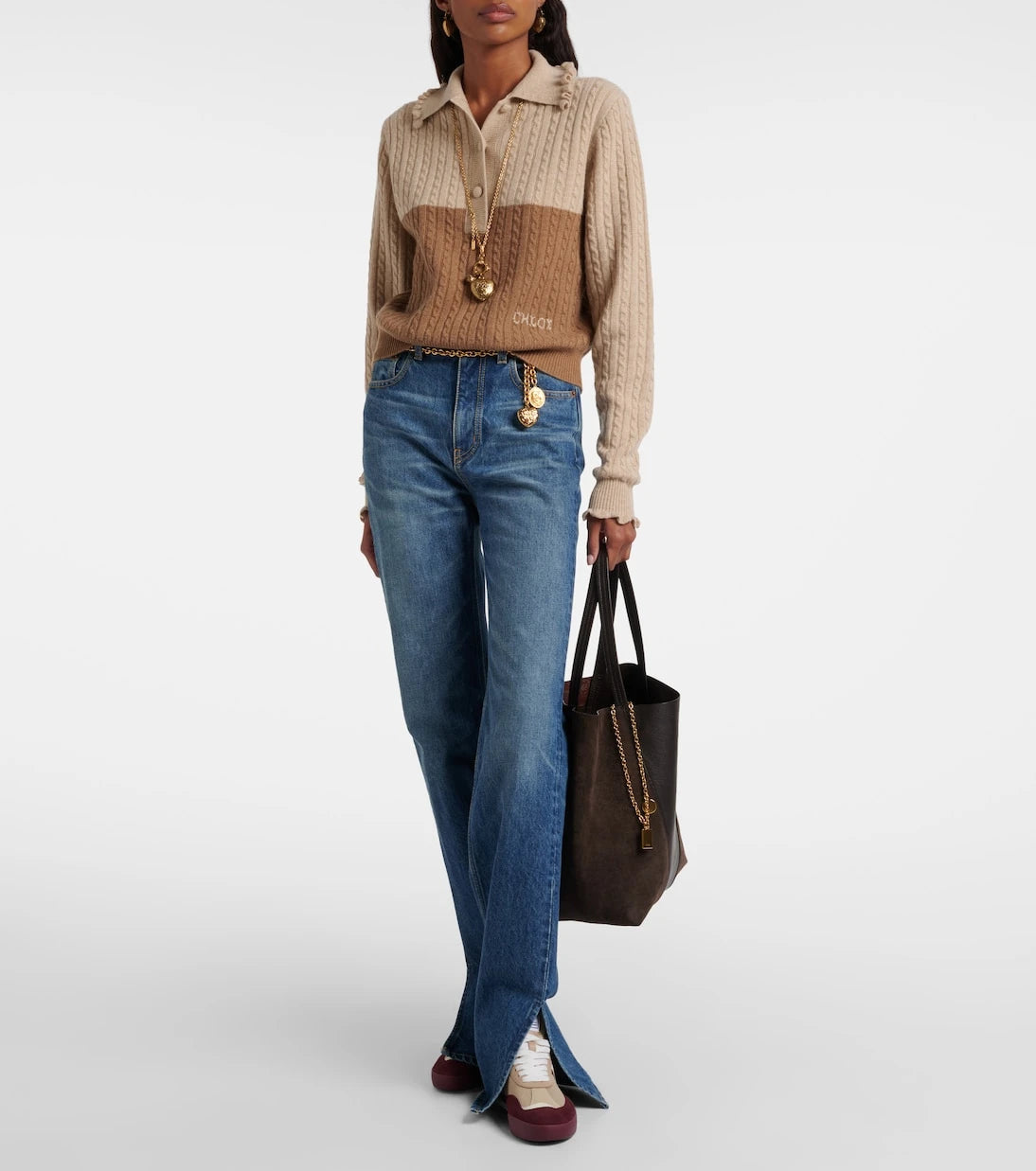 Chloé - Chloé Spin leather and suede tote bag