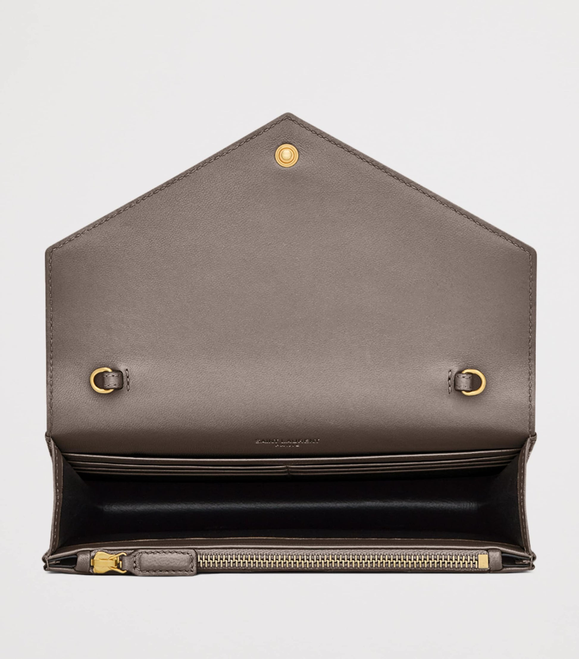 Saint Laurent Grey Leather Envelope Chain Wallet