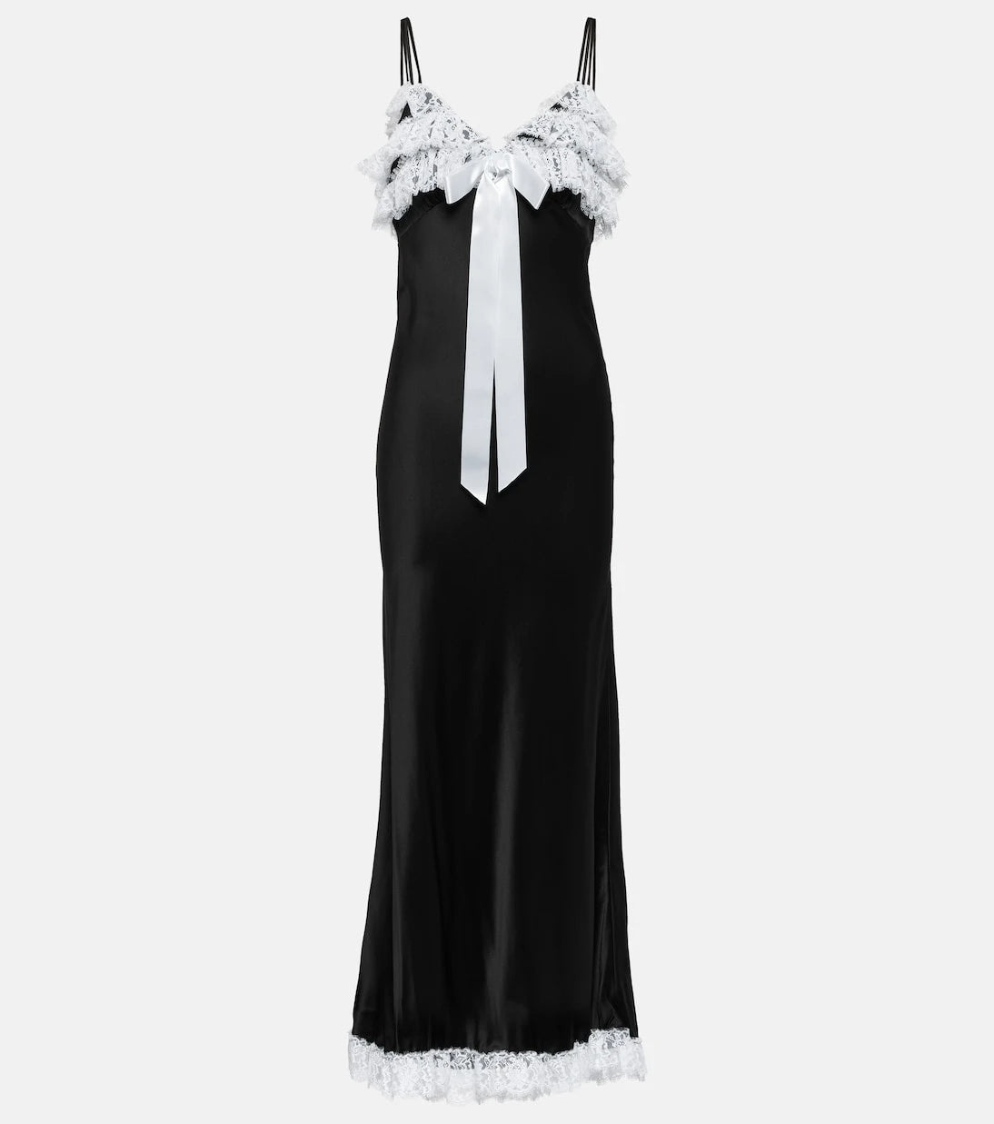 Rodarte - Lace-trimmed silk maxi dress