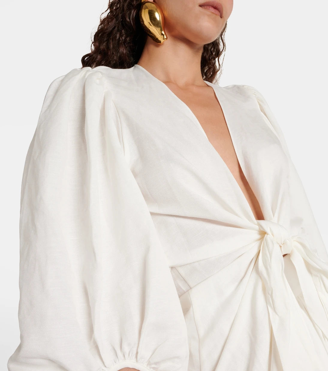 Adriana Degreas - Puff-sleeve linen-blend blouse