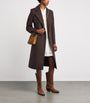 Sandro Paris Brown Virgin Wool-Blend Double-Breasted Overcoat