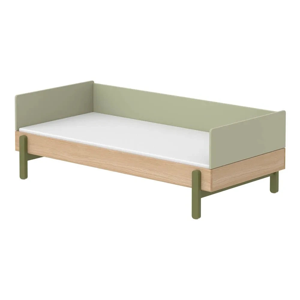Flexa - Popsicle Oak Bed With Bed Head and Foot 90x200cm | Green