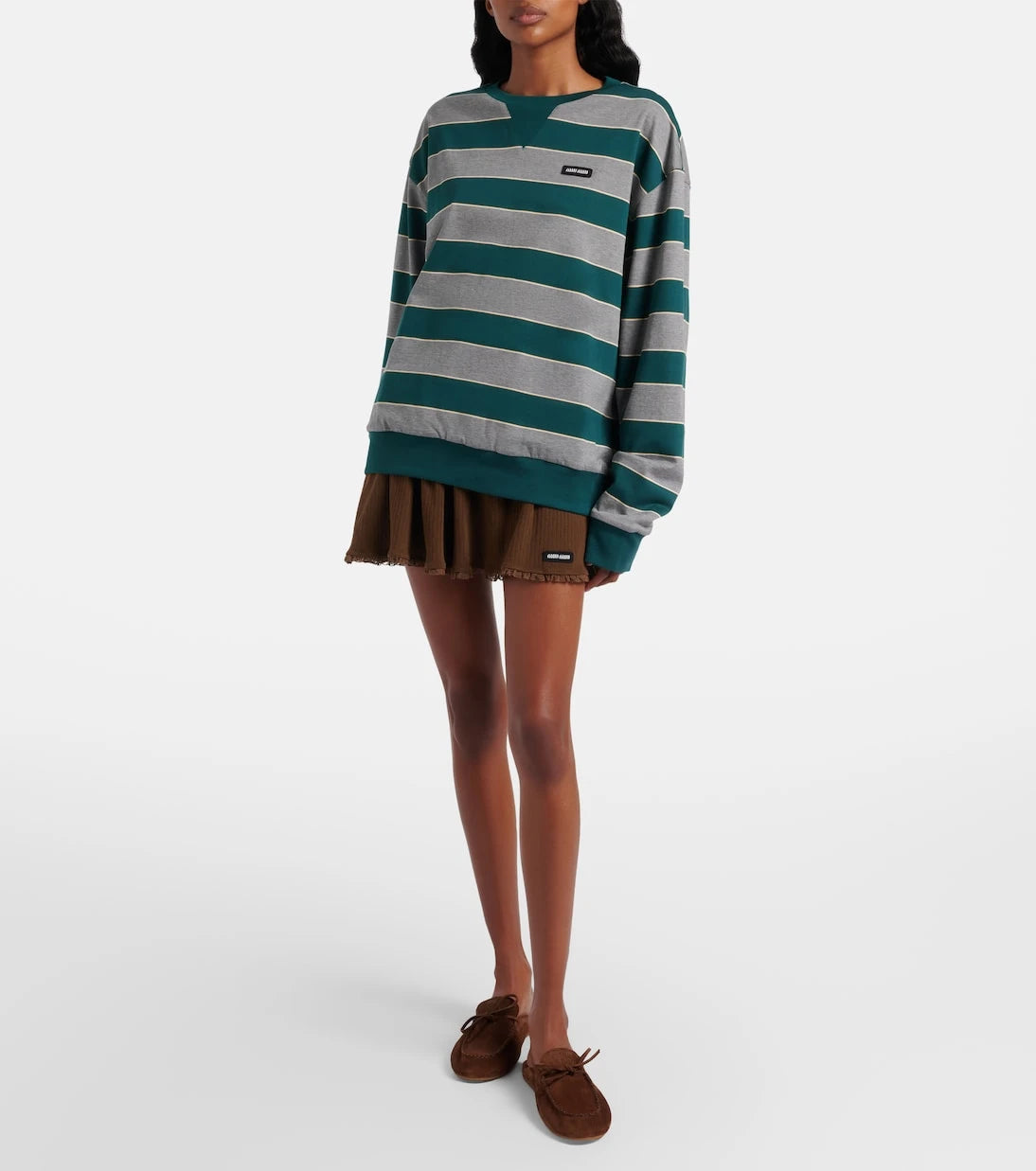 Miu Miu - Oversized striped cotton jersey sweatshirt