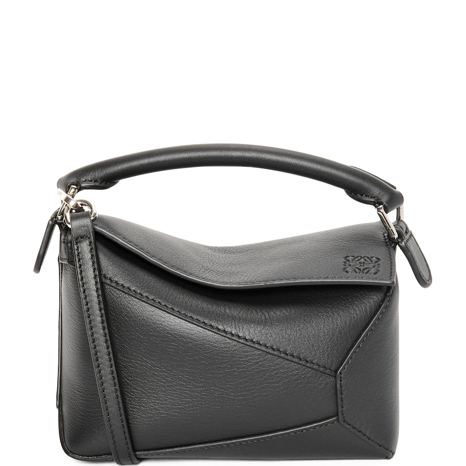 Mini Leather Puzzle Edge Top-Handle Bag BLACK