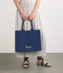 Navy Large Cotton Logo Tote Bag