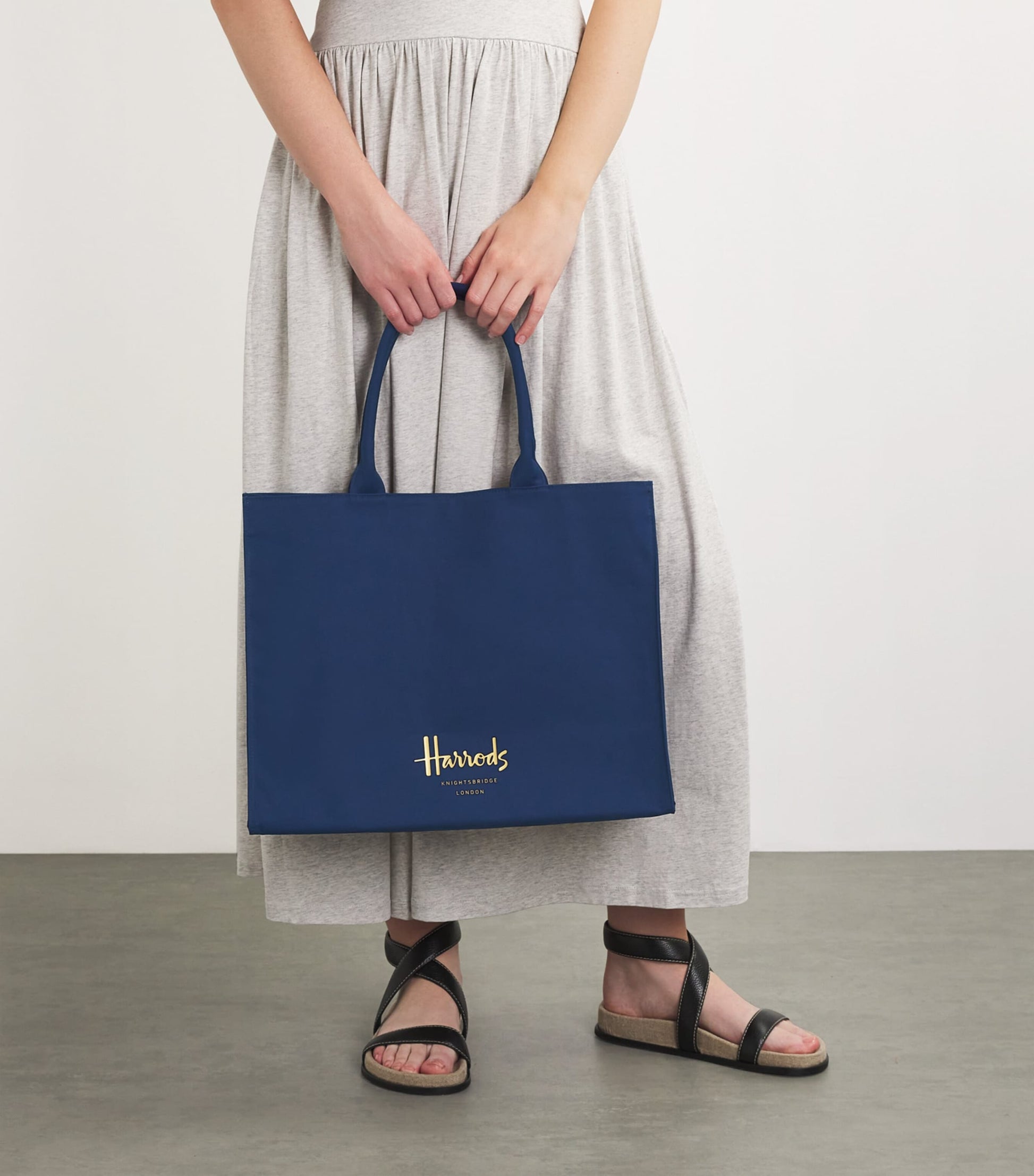 Navy Large Cotton Logo Tote Bag