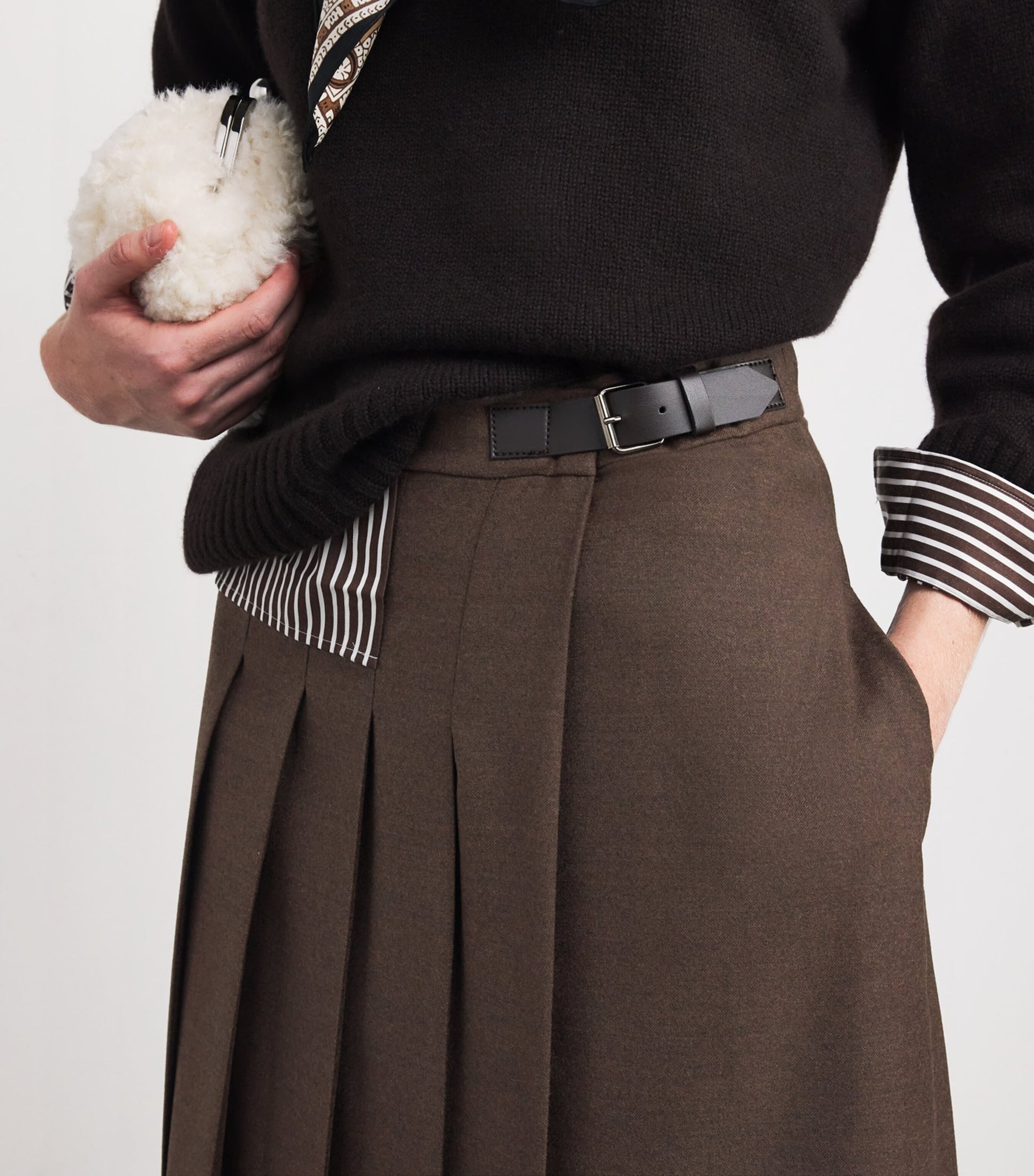 Weekend Max Mara Brown Wool-Blend Midi Skirt