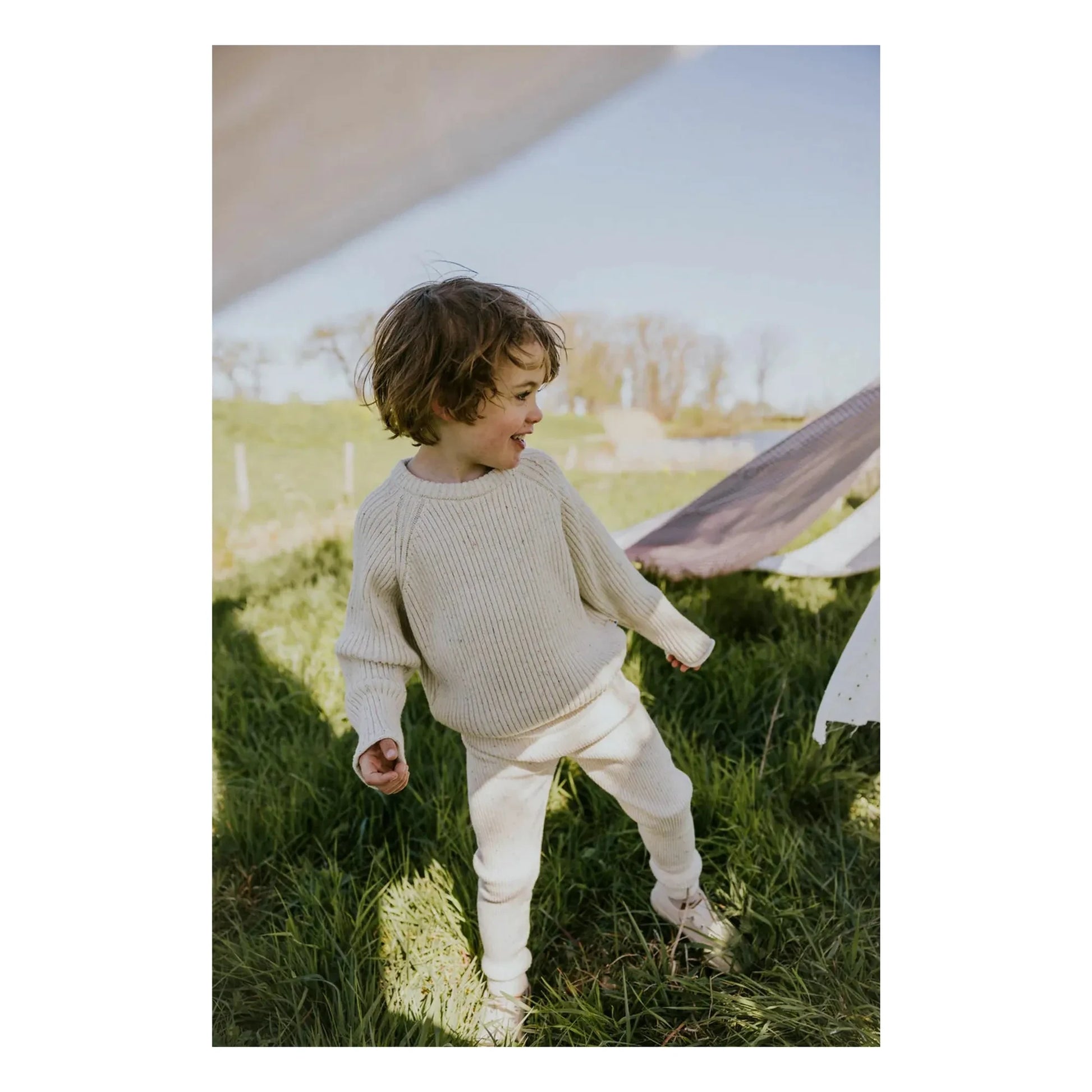 Yuki - Organic Cotton Ribbed Sweater | Heather white