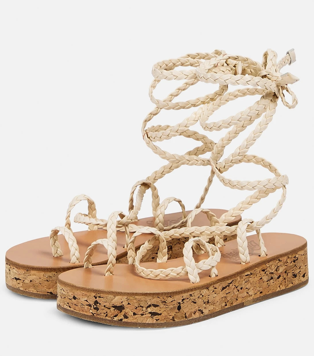 Ancient Greek Sandals - صندل كاريياتس الجلدي بكعب منصة